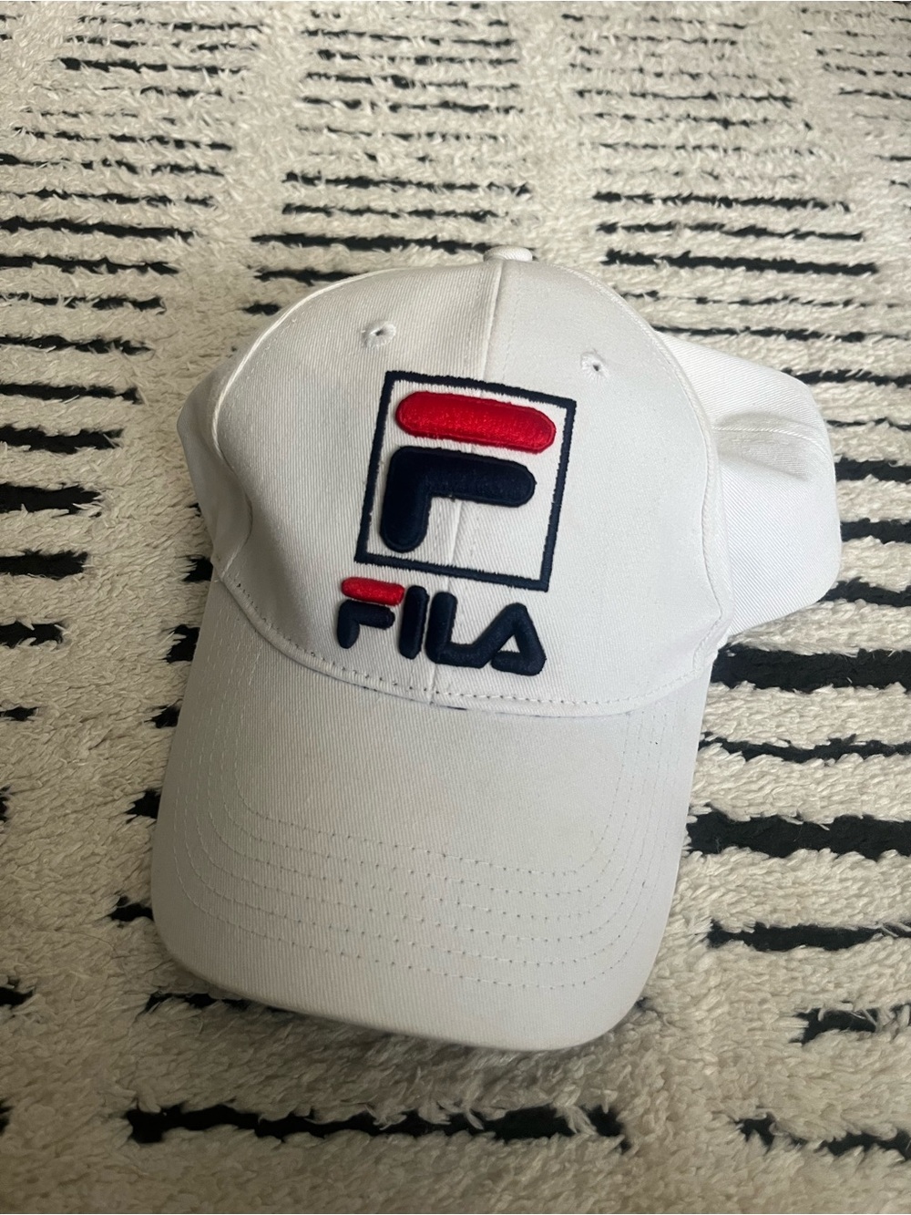 Fila White Baseball Hat with Red and Navy Logo